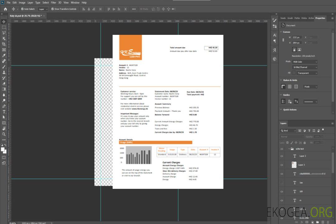 Facture commerciale de services publics de Hong Kong Energy Ltd, SCR template